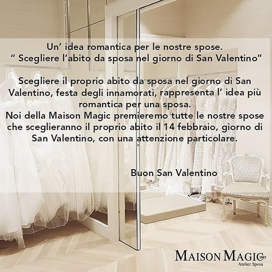 Scegliere il proprio abito da sposa nel giorno di San Valentino Un’ idea romantica per le nostre spose. Scegliere l’abito da sposa nel giorno di San Valentino